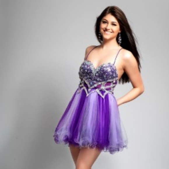 💲Sale💲Jeweled Tulle Short Party Dress by Dave & Johnny - Picture 2 of 8